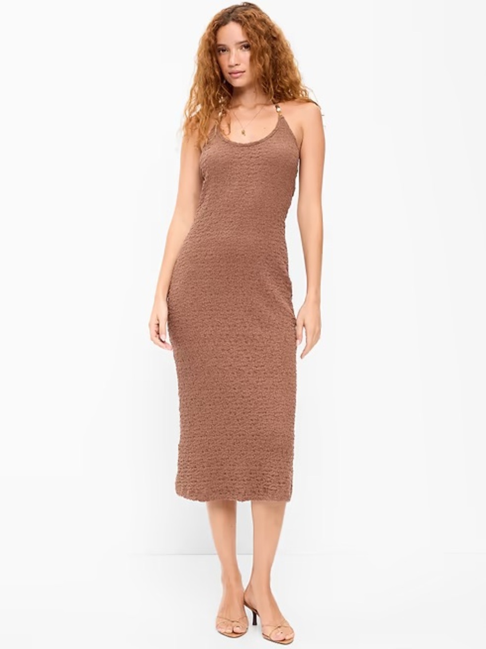 Old Navy Brown Textured Halter Maxi Dress